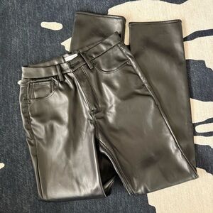 Good American Charcoal Faux Leather Pants